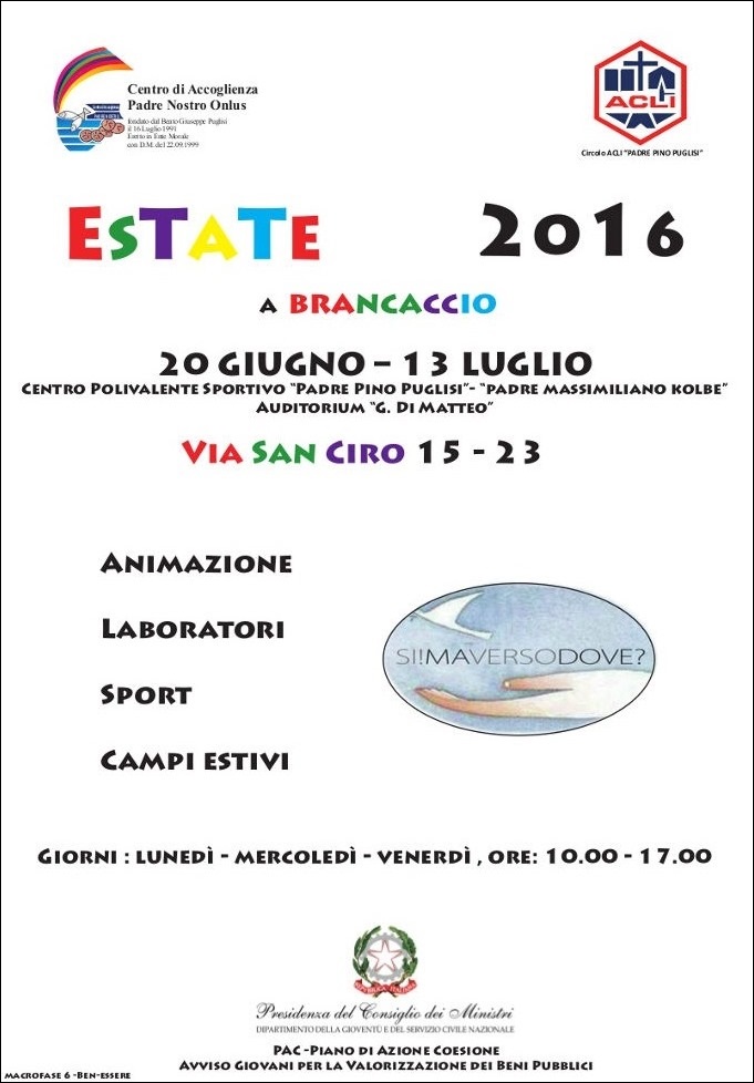 Locandina Estate 2016 a Brancaccio