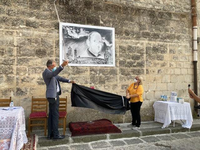 Inaugurazione di un pannello dedicato a Padre Pino Puglisi nella piazza di Mussomeli