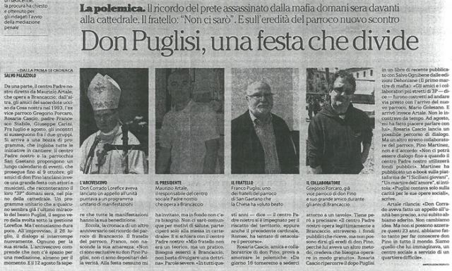 Don Puglisi, una festa che divide