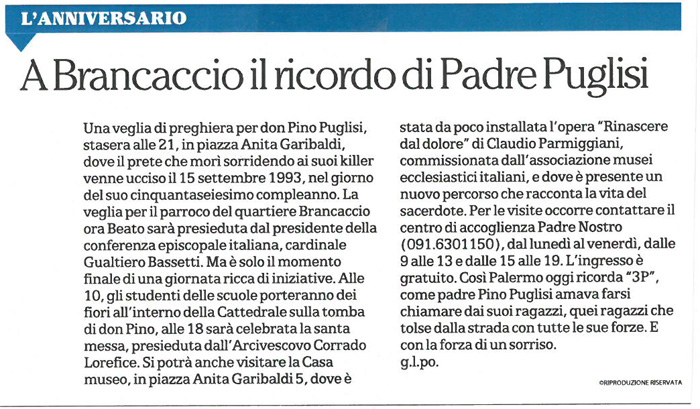 A Brancaccio il ricordo di Padre Puglisi