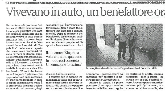 I coniugi Morello all'interno dell'appartamento di Corso dei Mille