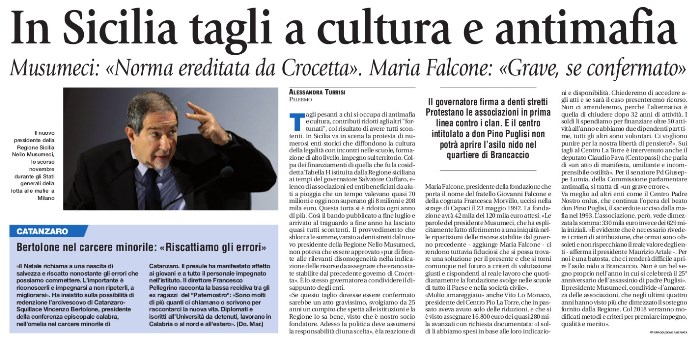 In Sicilia tagli a cultura e antimafia