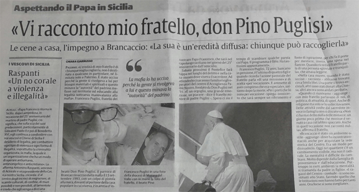 �Vi racconto mio fratello, don Pino Puglisi�