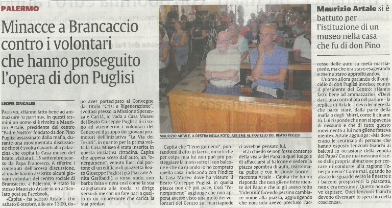 Minacce a Brancaccio contro i volontari che hanno proseguito l�opera di don Puglisi