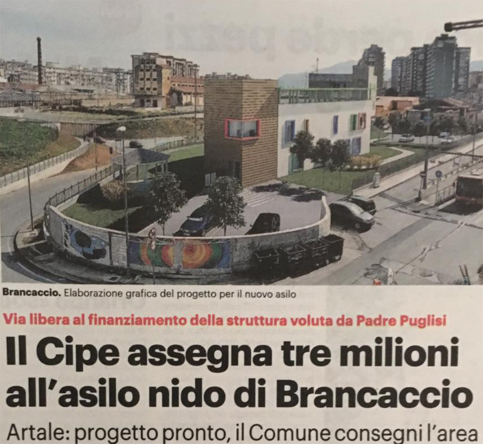 Via libera al finanziamento della struttura voluta da Padre Puglisi. Il Cipe assegna tre milioni all'asilo nido di Brancaccio