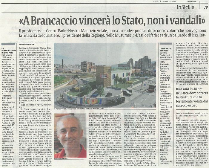 A Brancaccio vincer� lo Stato, non i vandali
