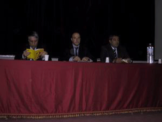 Seduto a sinistra l'On. Carlo Giovanardi, al centro Antonino Di Liberto, a destra l'On. Salvatore Cuffaro
