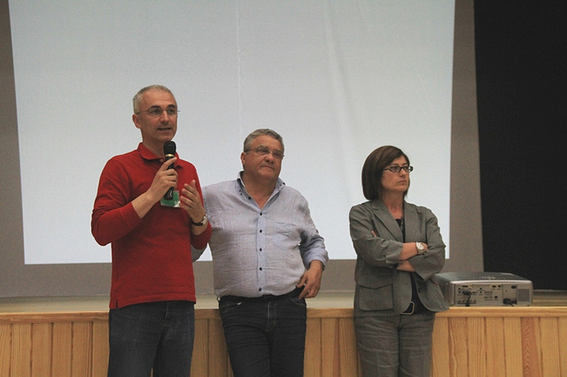 Il presidente del Centro Padre Nostro, Maurizio Artale, l'educatore, Nicola Sposito, e la direttrice del Carcera, D.ssa Francesca Vazzana
