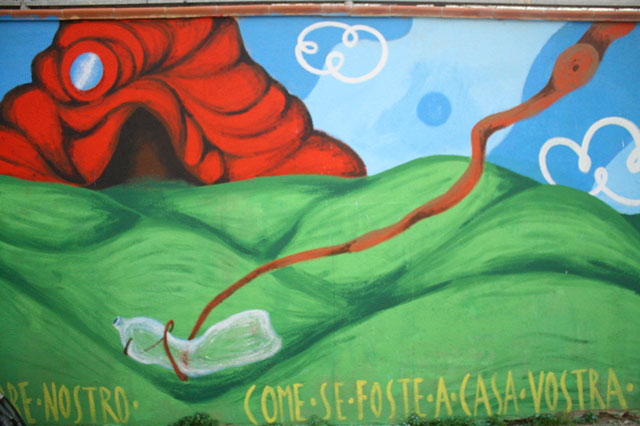Un particolare del murales
