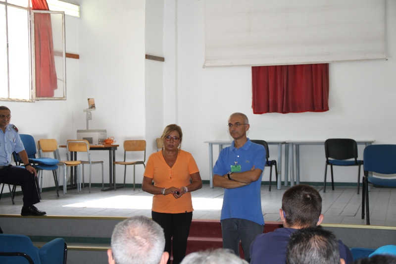 Introduzione alla giornata conclusiva dell' iniziativa Nuovissimo Cinemissimo Paradisissimo in concomitanza con le celebrazioni del XXI Anniversario dell'uccisione del Beato Giuseppe Puglisi a cura della D.ssa Rita Barbera, Direttrice del carcere e di Maurizio Artale, Presidente del Centro di Accoglienza Padre Nostro