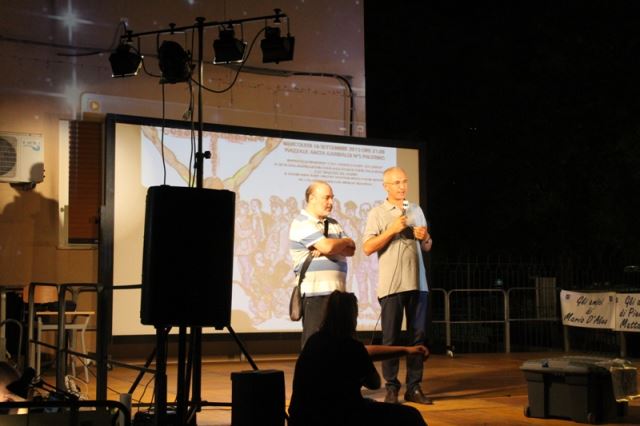 Spettacolo teatrale - Il Presidente dell'Associazione Culturale Polizia Municipale di Palermo Sergio Quartana e il Presidente del Centro di Accoglienza Padre Nostro Maurizio Artale

