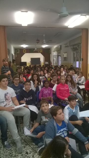 Momenti dell'incontro con gli studenti dell'I.C. Capuana