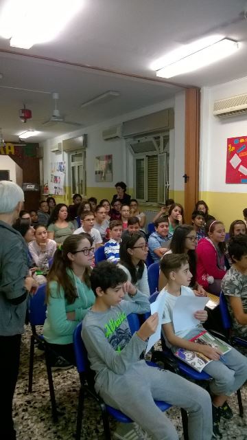 Momenti dell'incontro con gli studenti dell'I.C. Capuana