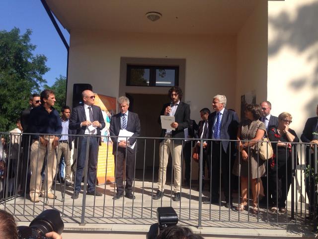 Franco Vaccari Presidente di Rondine, Alex Zanardi Presidente Fodafon Italia ,  Alessandro Ghinelli  Sindaco di Arezzo

