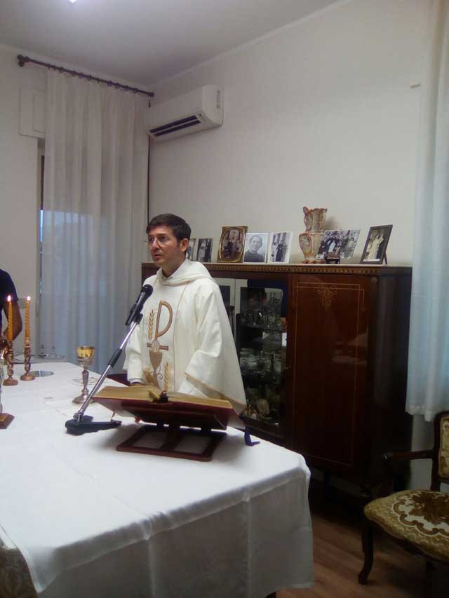 Celebrazione eucaristica presso la casa-museo del Beato Puglisi in occasione dell'esposizione della reliquia di San Domenico di Guzman. Frate Sergio Catalano