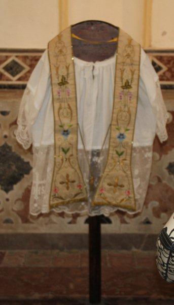 La Stola e la Cotta del Beato Giuseppe Puglisi in sacrestia della
chiesa di S.Domenico