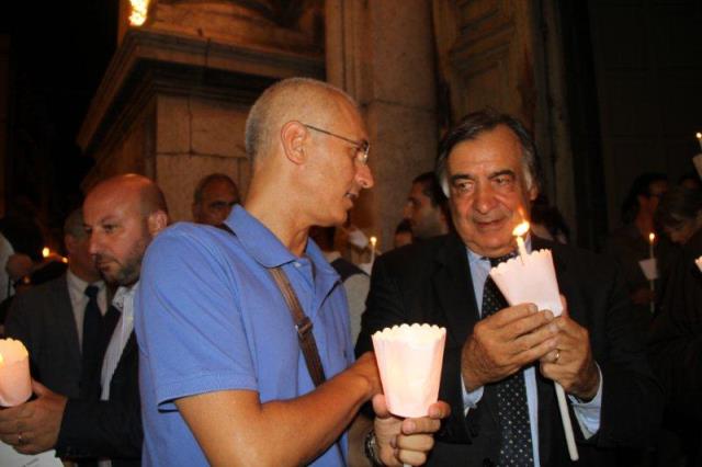Il Sindaco, Prof. Leoluca Orlando, e il Presidente del Centro di Accoglienza Padre Nostro, Maurizio Artale