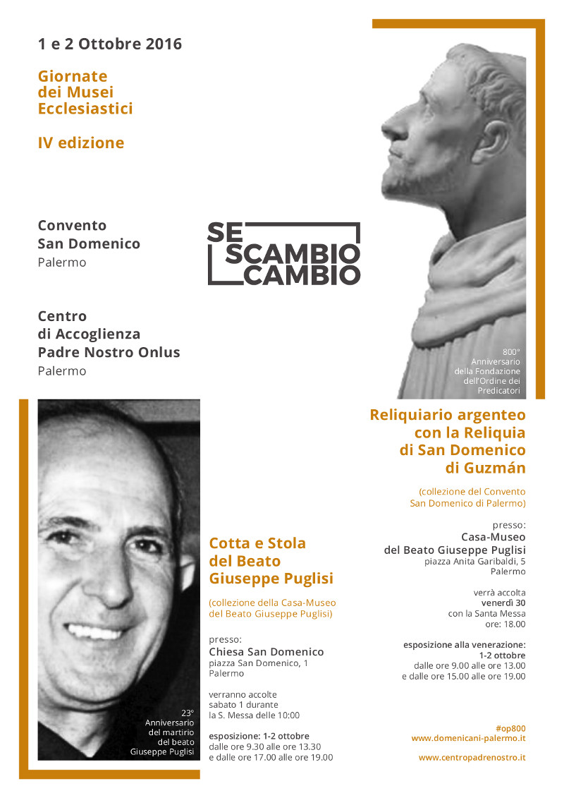 Locandina del progetto SE SCAMBIO CAMBIO, promosso dal Convento di San Domenico in collaborazione con il Centro di Accoglienza Padre Nostro