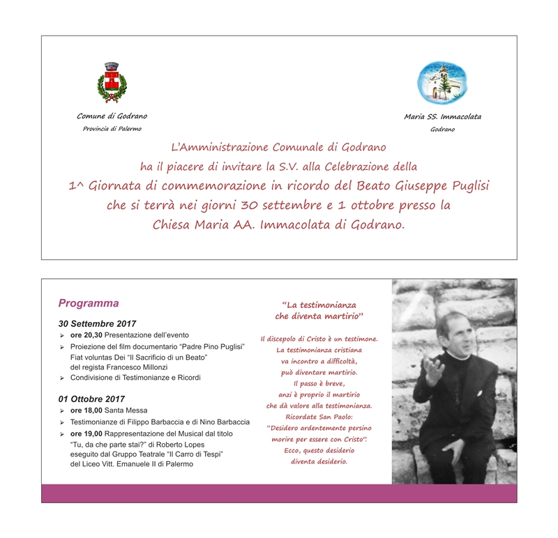 Invito giornata commemorativa a Godrano