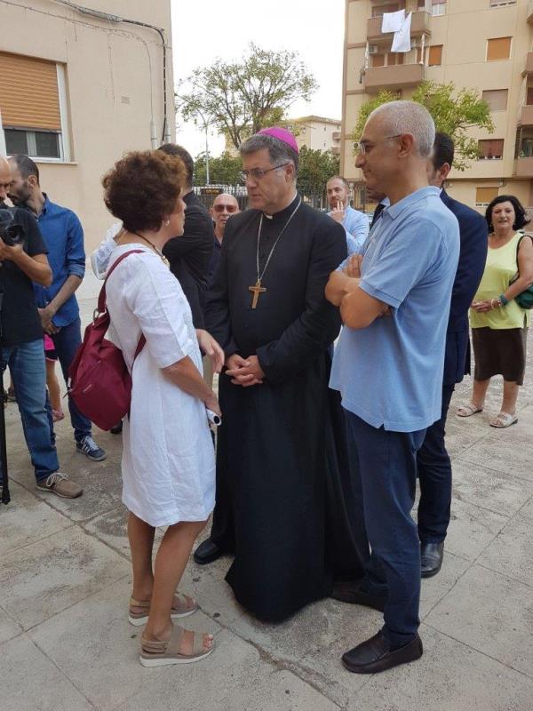 Domenica Primerano, Presidente AMEI; Mons. Corrado Lorefice, Arcivescovo di Palermo; Maurizio Artale, Presidente del Centro di Accoglienza Padre Nostro
