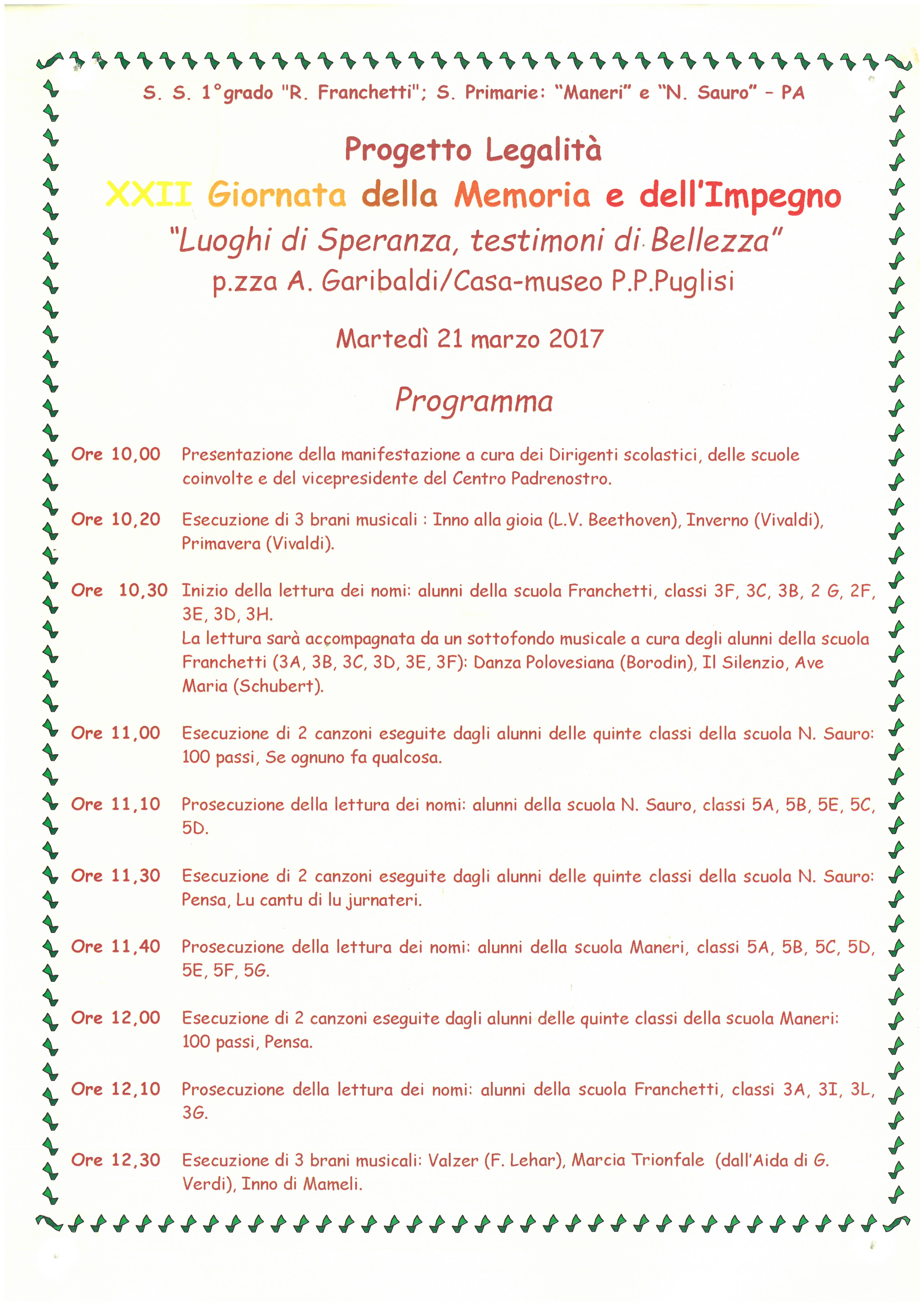 Programma progetto legalit�