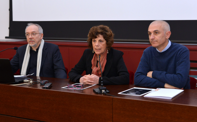Da destra verso sinistra: Maurizio Artale, Presidente del Centro di Accoglienza Padre Nostro; Domenica Primerano, Presidente A.M.E.I.; Dall'Asta Andrea, direttore del Museo San Fedele