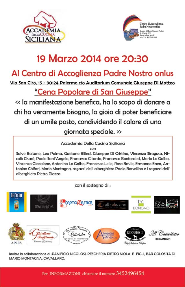 Locandina cena popolare di San Giuseppe