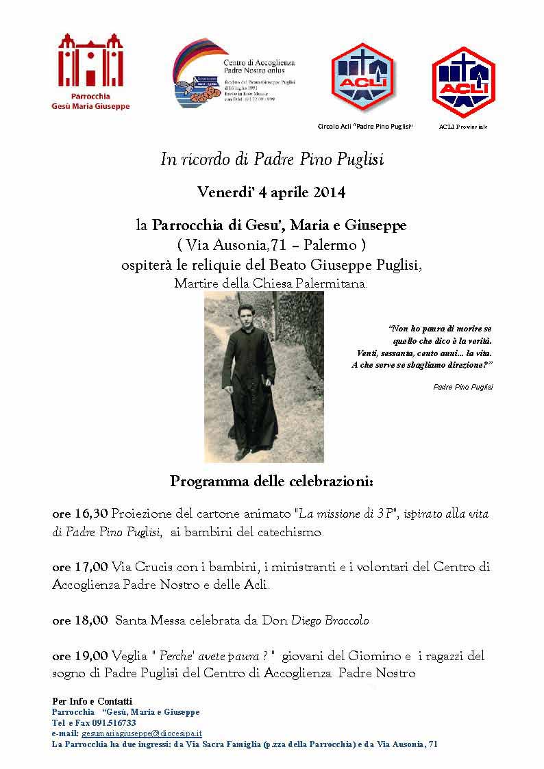 Locandina programma delle celebrazioni