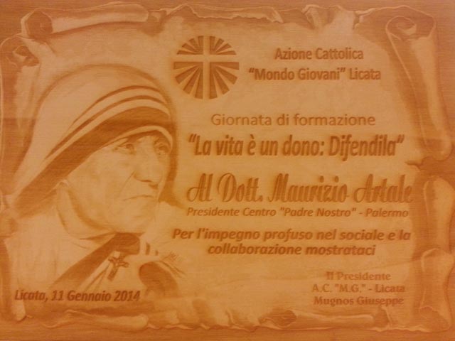 Targa ricevuta in ricordo della giornata